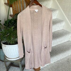 J Jill Women's Linen Long Line Midi Cardigan Sweater